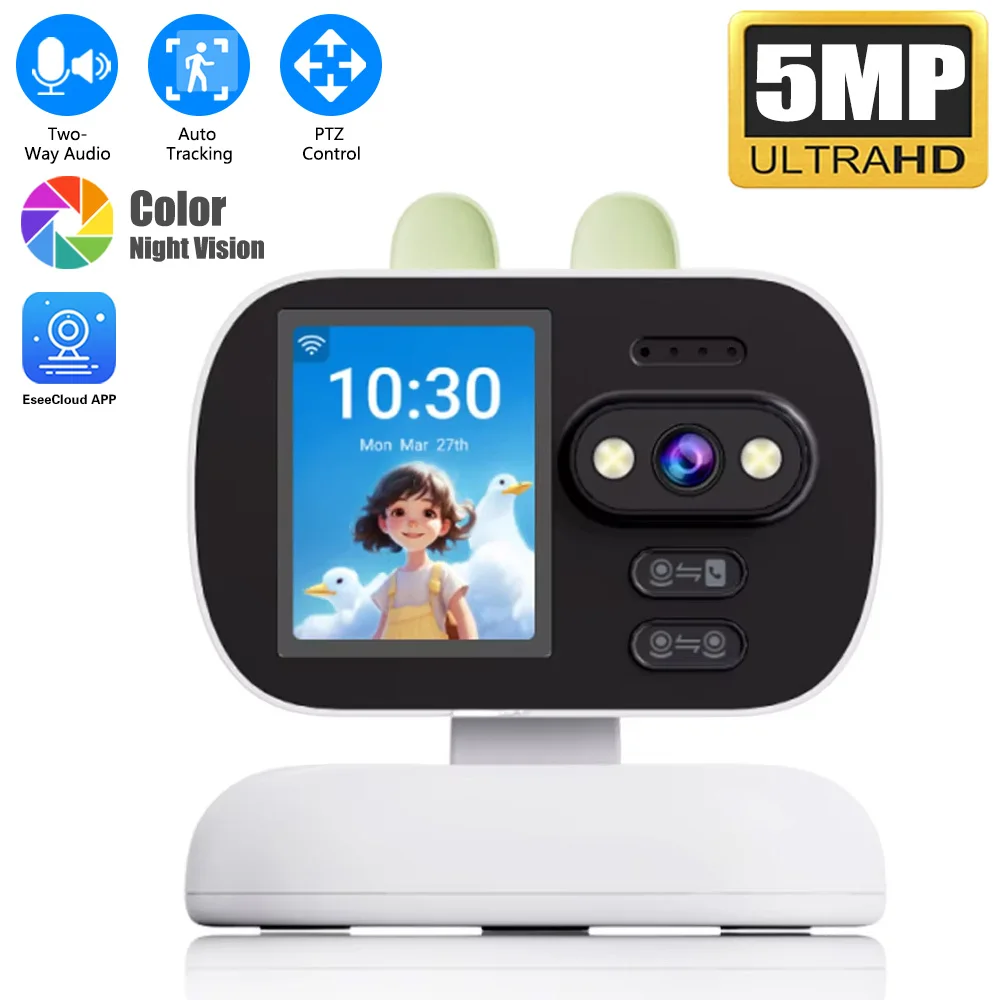 5G Wi-Fi Security Camera, 360 PTZ, Video Call, 5MP Color Night Vision, Auto Tracking for Home/Baby/Pet Monitor, Eseecloud app
5G Wi-Fi Security Camera, 360 PTZ, Video Call, 5MP Color Night Vision, Auto Tracking for Home/Baby/Pet Monitor, Eseecloud app