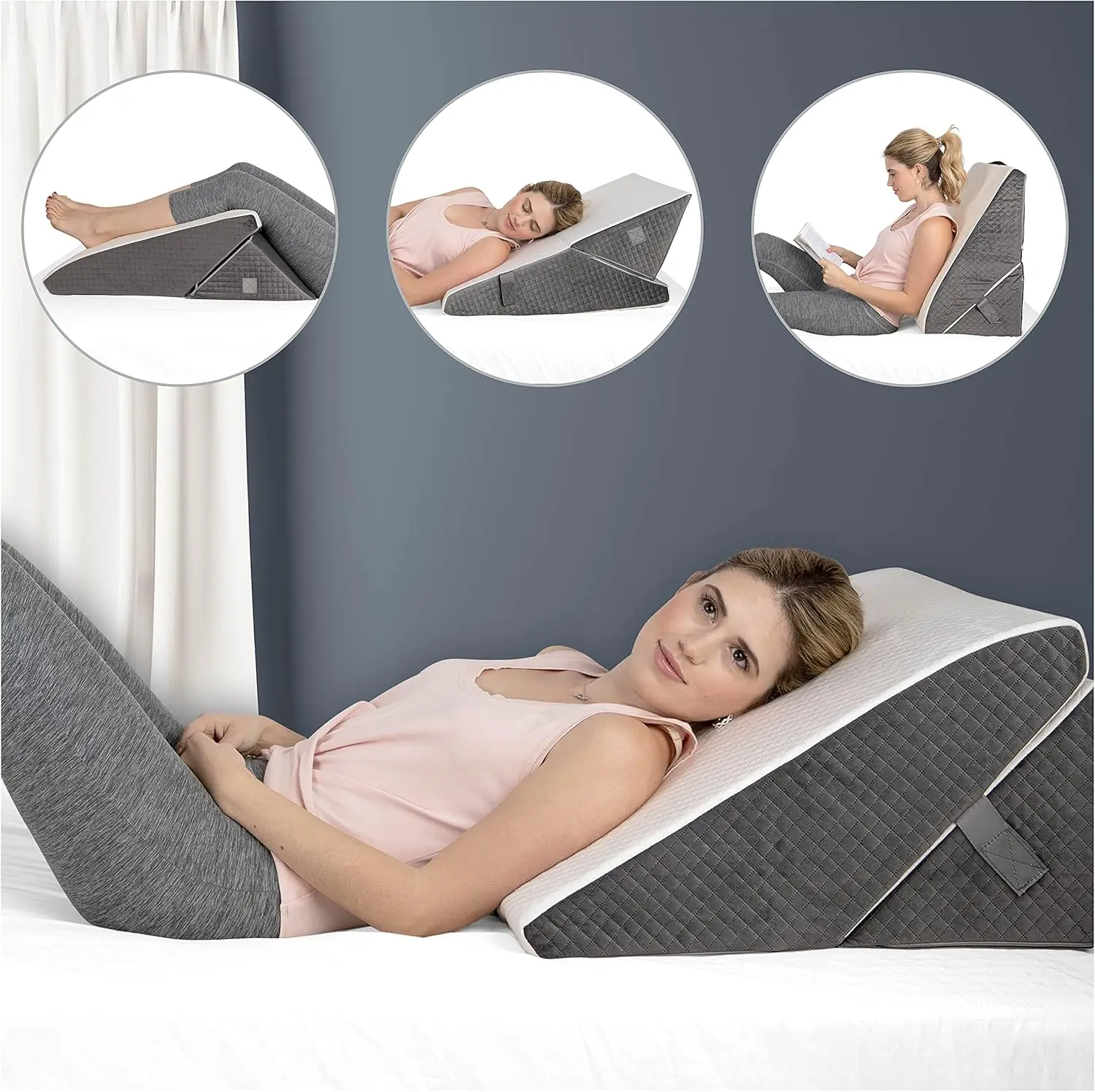 Bed Wedge Pillow for Sleep Apnea, Acid Reflux & Back Pain Relief, Adjustable 12-9 inch, Memory Foam, with Chic Jacquard Cover
Bed Wedge Pillow for Sleep Apnea, Acid Reflux & Back Pain Relief, Adjustable 12-9 inch, Memory Foam, with Chic Jacquard Cover
