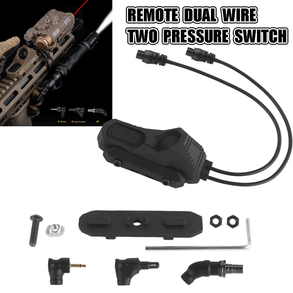 Tactical Modular Remote Dual Wire Two Pressure Switch Three Adapter Plug for PEQ-15 Series &M300/M600 Series Flashlight
Tactical Modular Remote Dual Wire Two Pressure Switch Three Adapter Plug for PEQ-15 Series &M300/M600 Series Flashlight