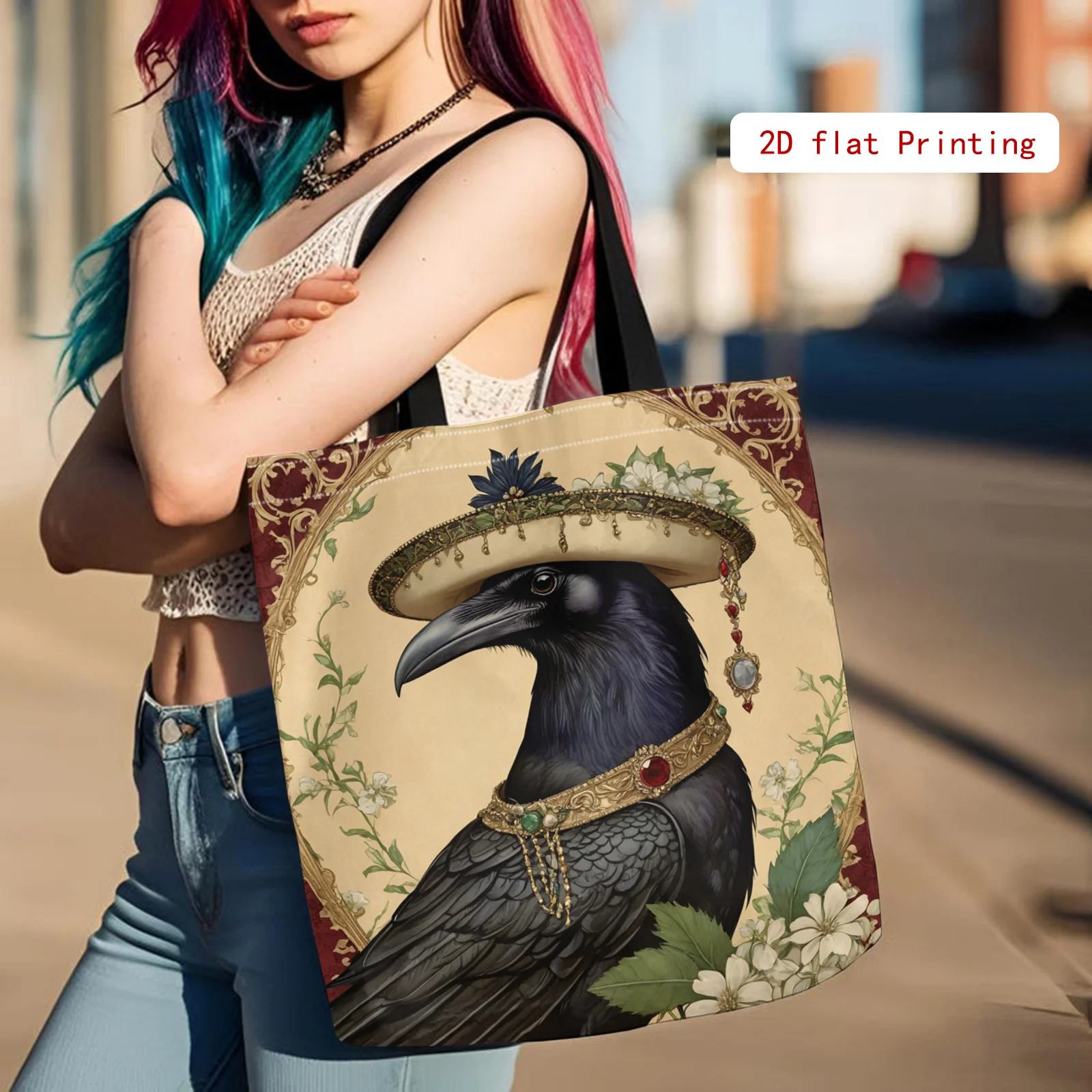 Women's Vintage Ravens & Floral Print Bag - Lightweight Polyester Handbag for Everyday Formal Events,
Women's Vintage Ravens & Floral Print Bag - Lightweight Polyester Handbag for Everyday Formal Events,