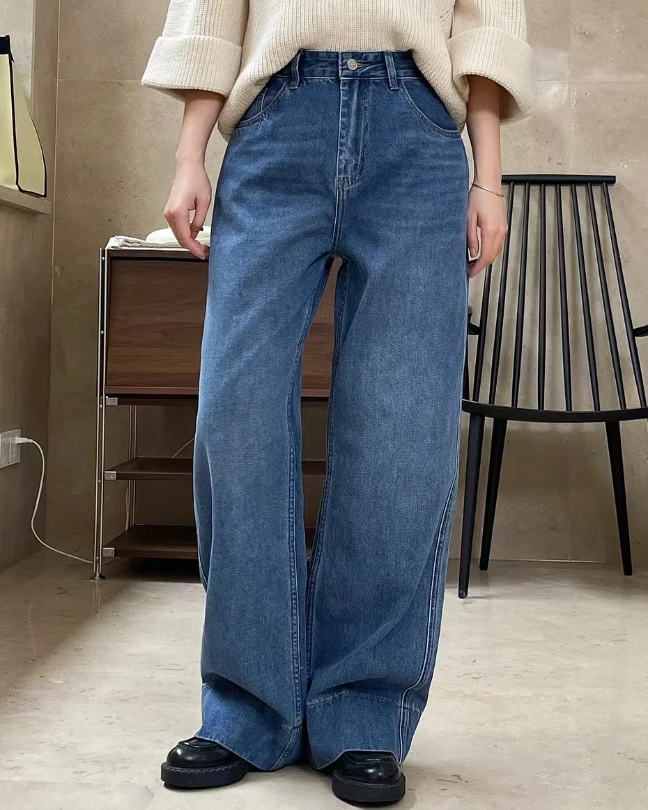 Women's High Waist Loose Wide Leg Jeans, Solid Color, Casual, Spring, Summer
Women's High Waist Loose Wide Leg Jeans, Solid Color, Casual, Spring, Summer