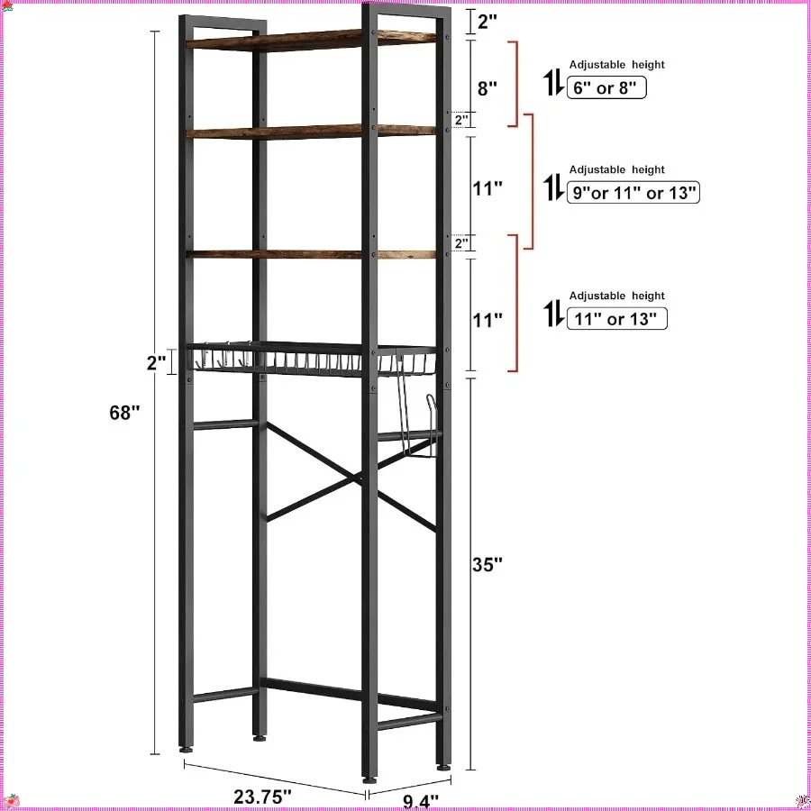 Винтажная коричневая 4-ярусная полка для хранения над унитазом, регулируемая полка-органайзер с корзиной для небольшого пространства
Винтажная коричневая 4-ярусная полка для хранения над унитазом, регулируемая полка-органайзер с корзиной для небольшого пространства