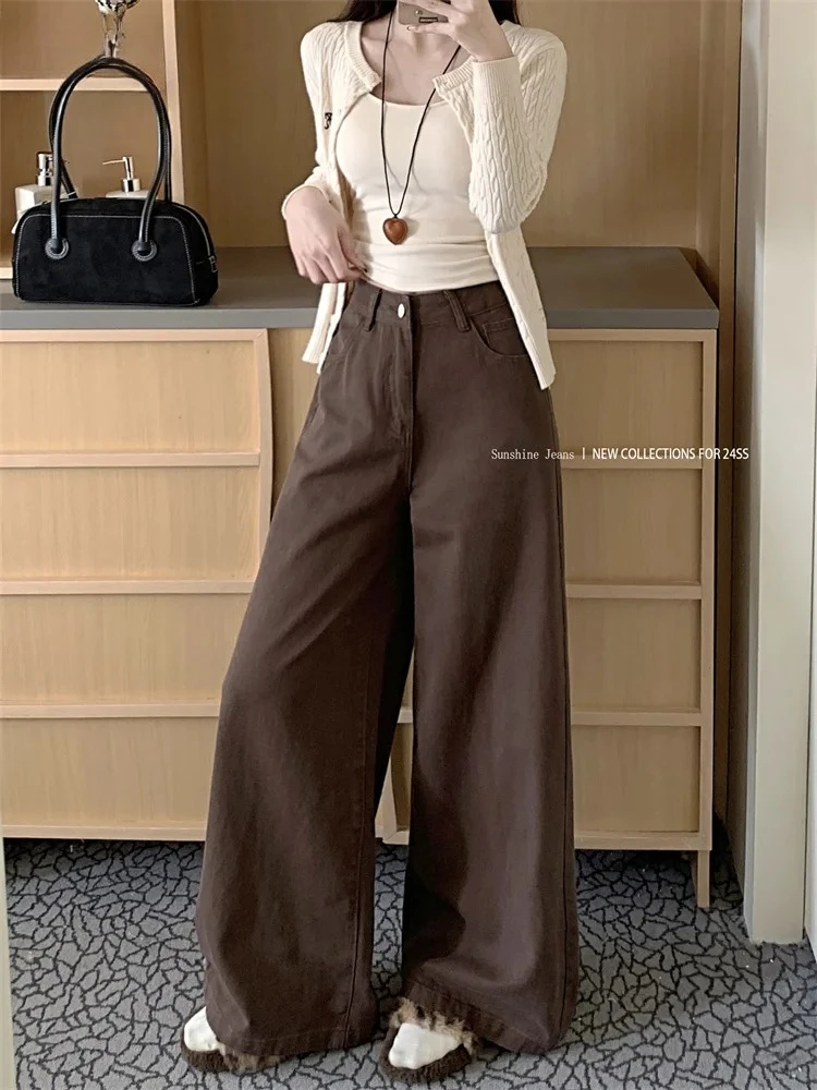 Brown Baggy Jeans Women High Waisted Wide Leg Streetwear Y2k Fashion Black Denim Pants Beige Slouchy Jeans
Brown Baggy Jeans Women High Waisted Wide Leg Streetwear Y2k Fashion Black Denim Pants Beige Slouchy Jeans