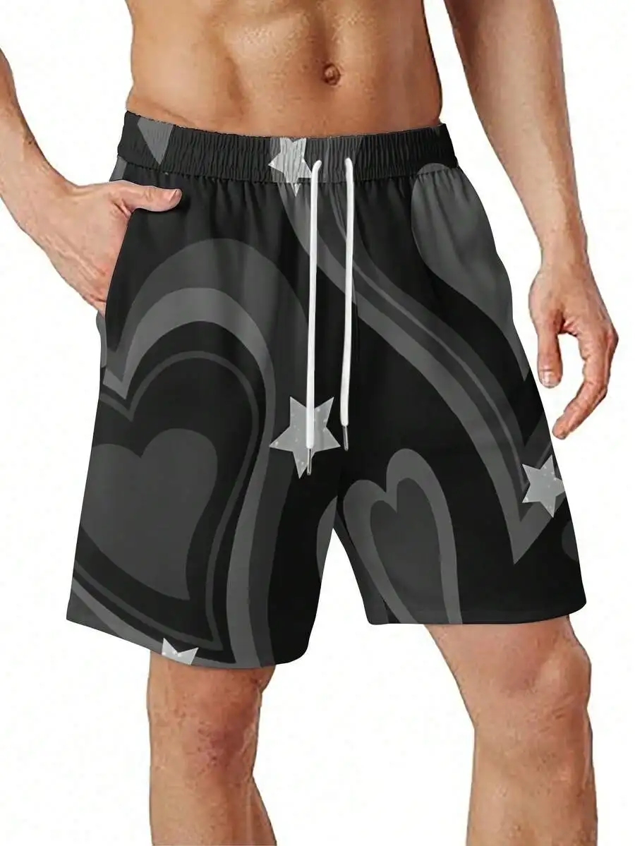 Mens Black Gray Heart Star Curve Pattern Beach Shorts Quick Dry Casual Summer
Mens Black Gray Heart Star Curve Pattern Beach Shorts Quick Dry Casual Summer