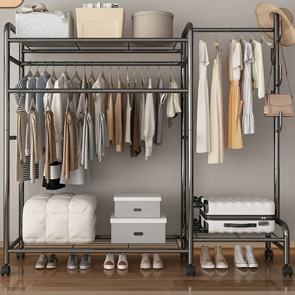 Hanger on the floor to the floor for bedroom household movable double pole simple storage rack upright
Hanger on the floor to the floor for bedroom household movable double pole simple storage rack upright