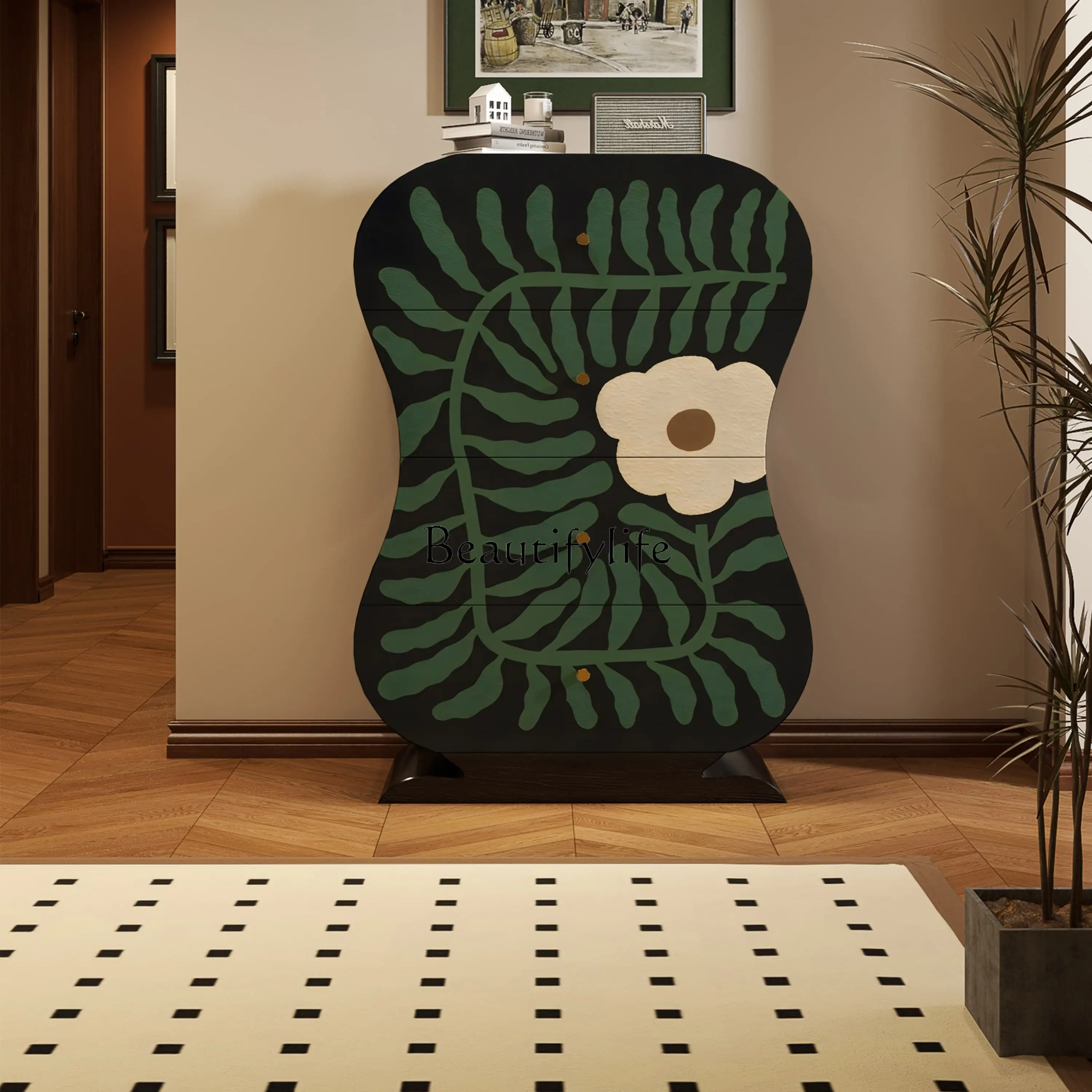 French painted solid wood porch cabinet, living room, homestay, wall storage locker
French painted solid wood porch cabinet, living room, homestay, wall storage locker