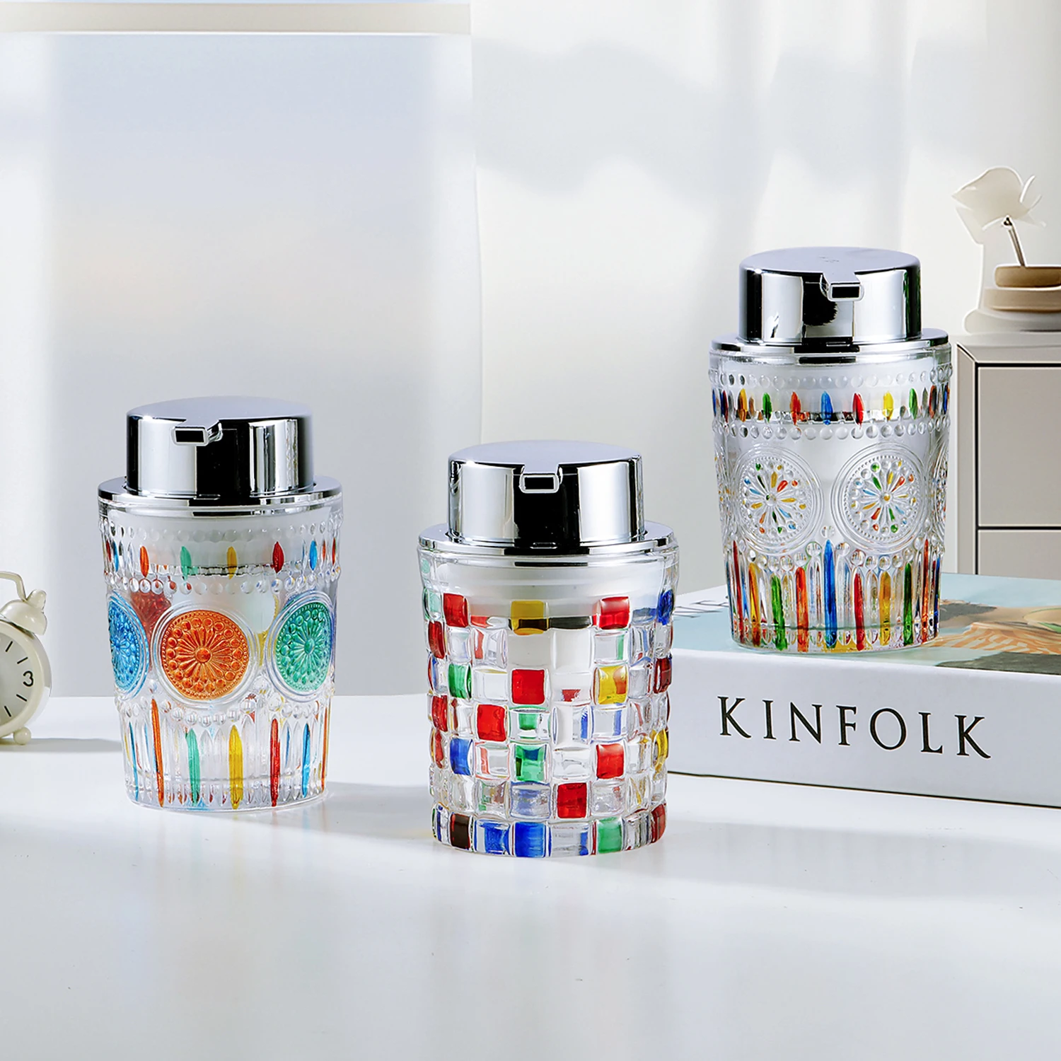 Painted Glass Soap Dispenser Refillable Pump Bottle For Liquid Soap,Shower Gel,Hand Soap, Home Bathroom Accessories
Painted Glass Soap Dispenser Refillable Pump Bottle For Liquid Soap,Shower Gel,Hand Soap, Home Bathroom Accessories