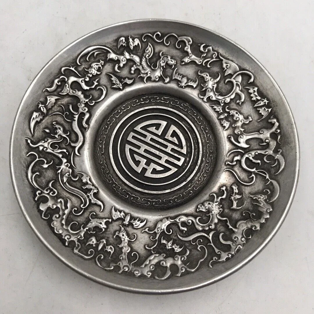 Asian Tibet silver copper fortune 9 phoenix plate table decoration
Asian Tibet silver copper fortune 9 phoenix plate table decoration