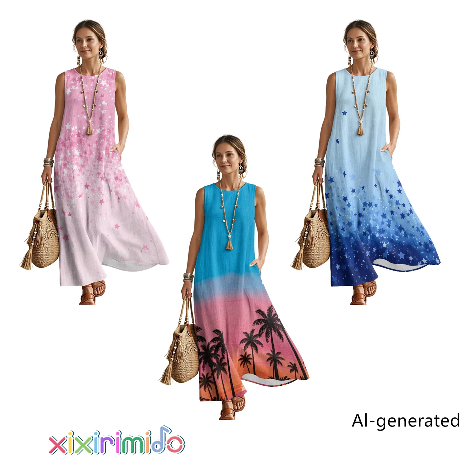 XIXIRIMIDO Summer Sleeveless Imitation linen loose long Skirt with Pockets Elegant Gradient Print Ladies Casual Holiday Vestidos
XIXIRIMIDO Summer Sleeveless Imitation linen loose long Skirt with Pockets Elegant Gradient Print Ladies Casual Holiday Vestidos