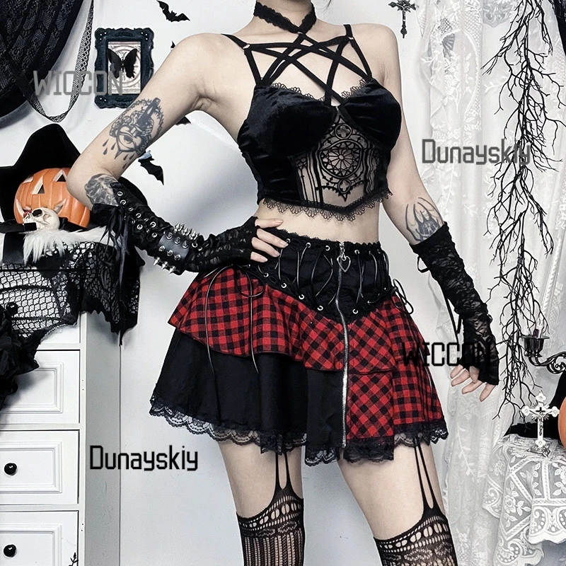 Gothic Y2K Mini Skirt LOLITA for Halloween/Christmas/Oktoberfest/Easter - Asymmetric Patchwork Skirt with Detachable Chains
Gothic Y2K Mini Skirt LOLITA for Halloween/Christmas/Oktoberfest/Easter - Asymmetric Patchwork Skirt with Detachable Chains