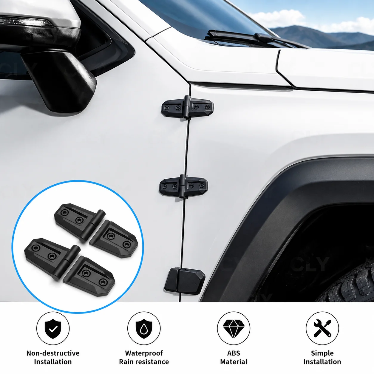 Universal ABS Off-Road Car Exterior Hinge Trim Easy Installation Non-Destructive Auto Hinge Decor Matte Black ABS Accessories
Universal ABS Off-Road Car Exterior Hinge Trim Easy Installation Non-Destructive Auto Hinge Decor Matte Black ABS Accessories