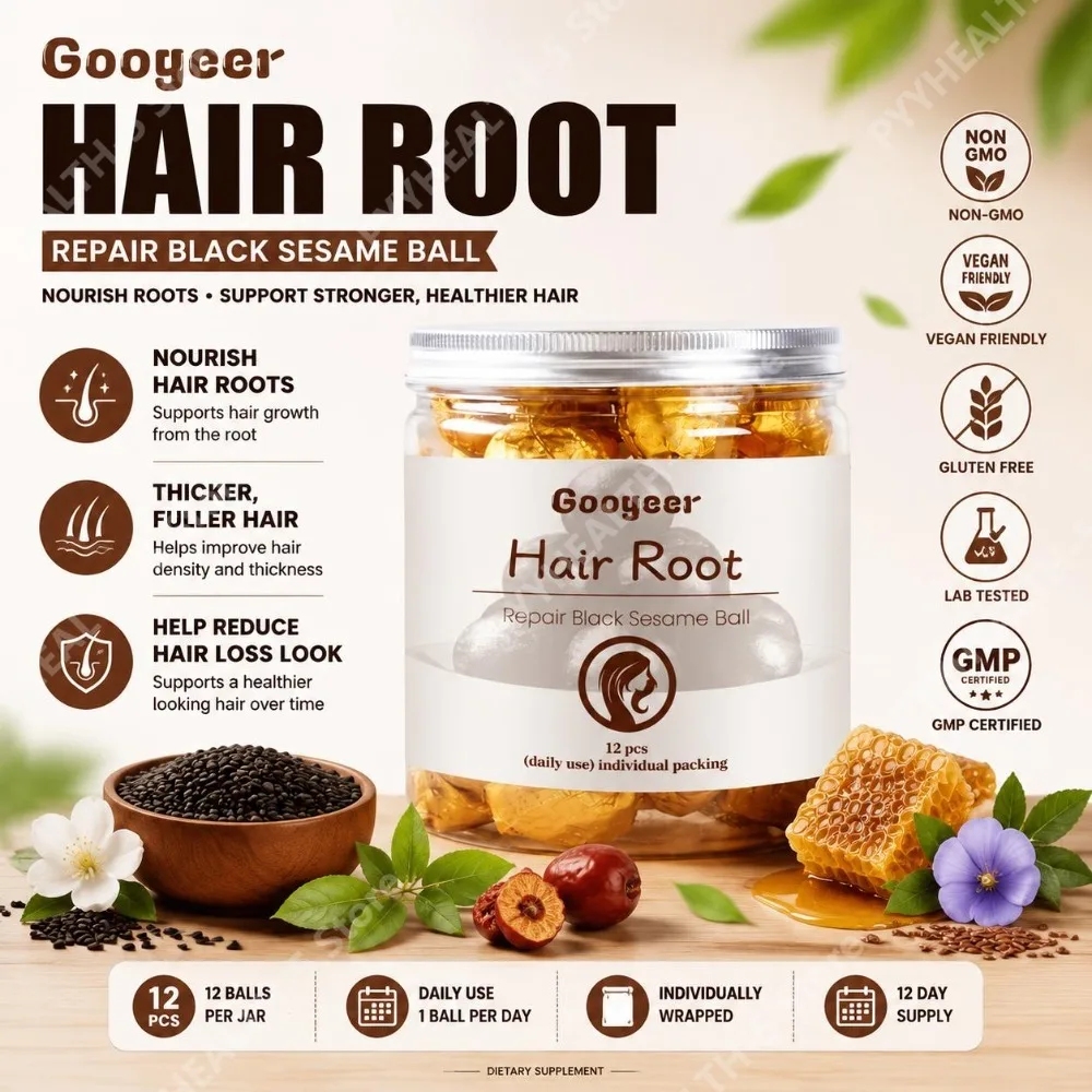 Googeer Hair Root Repair Black Sesame Extract Tablets To Support Hair Growth and Look Fuller, with Purslane & Flaxseed, 12 Pcs
Googeer Hair Root Repair Black Sesame Extract Tablets To Support Hair Growth and Look Fuller, with Purslane & Flaxseed, 12 Pcs