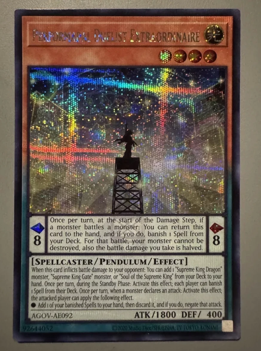 Yugioh KONAMI Duel Monsters AGOV-AE092 Performapal Duelist Extraordinaire Secret Rare Asian English Collection Mint Card
Yugioh KONAMI Duel Monsters AGOV-AE092 Performapal Duelist Extraordinaire Secret Rare Asian English Collection Mint Card