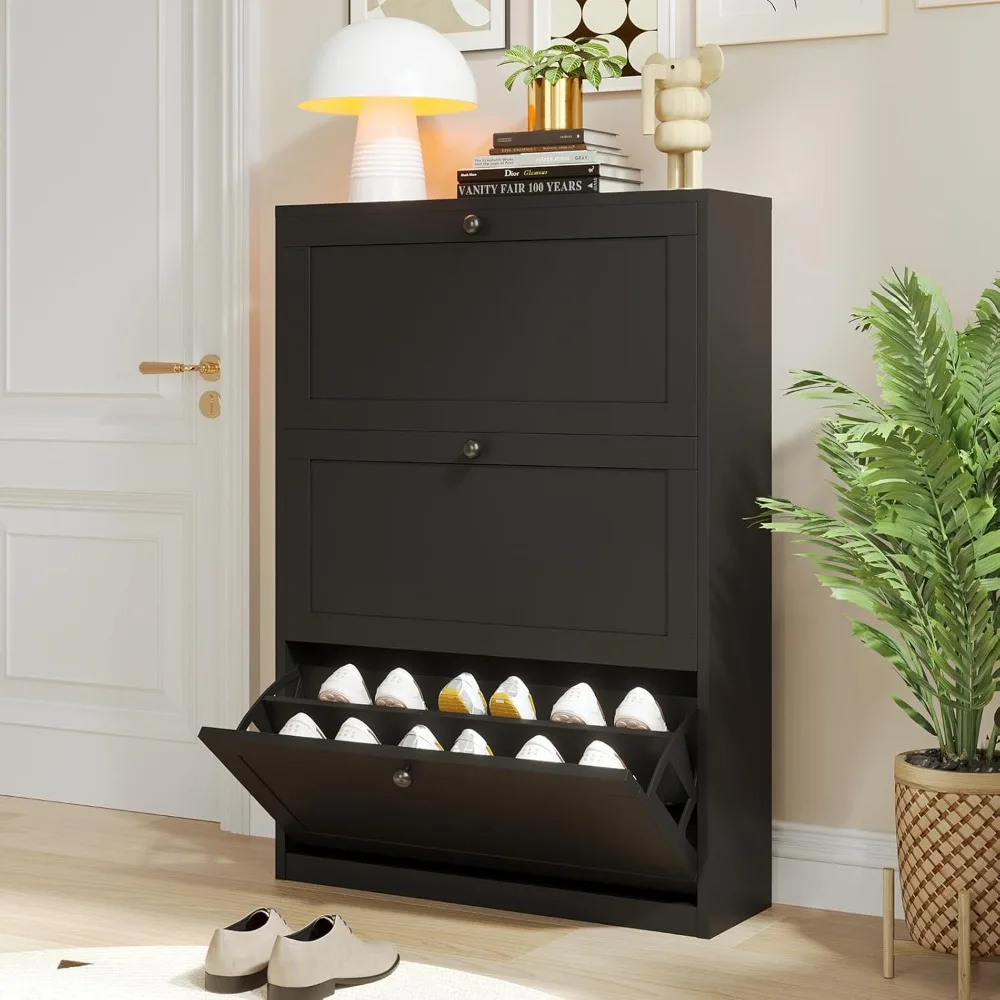 Shoe Storage Cabinet with 3 Flip Drawers, Freestanding Shoe Cabinet with Adjustable Shelf & Anti-Tipping Device, Customized
Shoe Storage Cabinet with 3 Flip Drawers, Freestanding Shoe Cabinet with Adjustable Shelf & Anti-Tipping Device, Customized