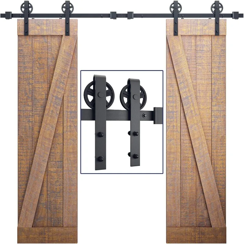 Sliding Double Barn Door Hardware Kit, Black, Smoothly and Quietly, Heavy Duty Industrial Design, Easy to Install,
Sliding Double Barn Door Hardware Kit, Black, Smoothly and Quietly, Heavy Duty Industrial Design, Easy to Install,