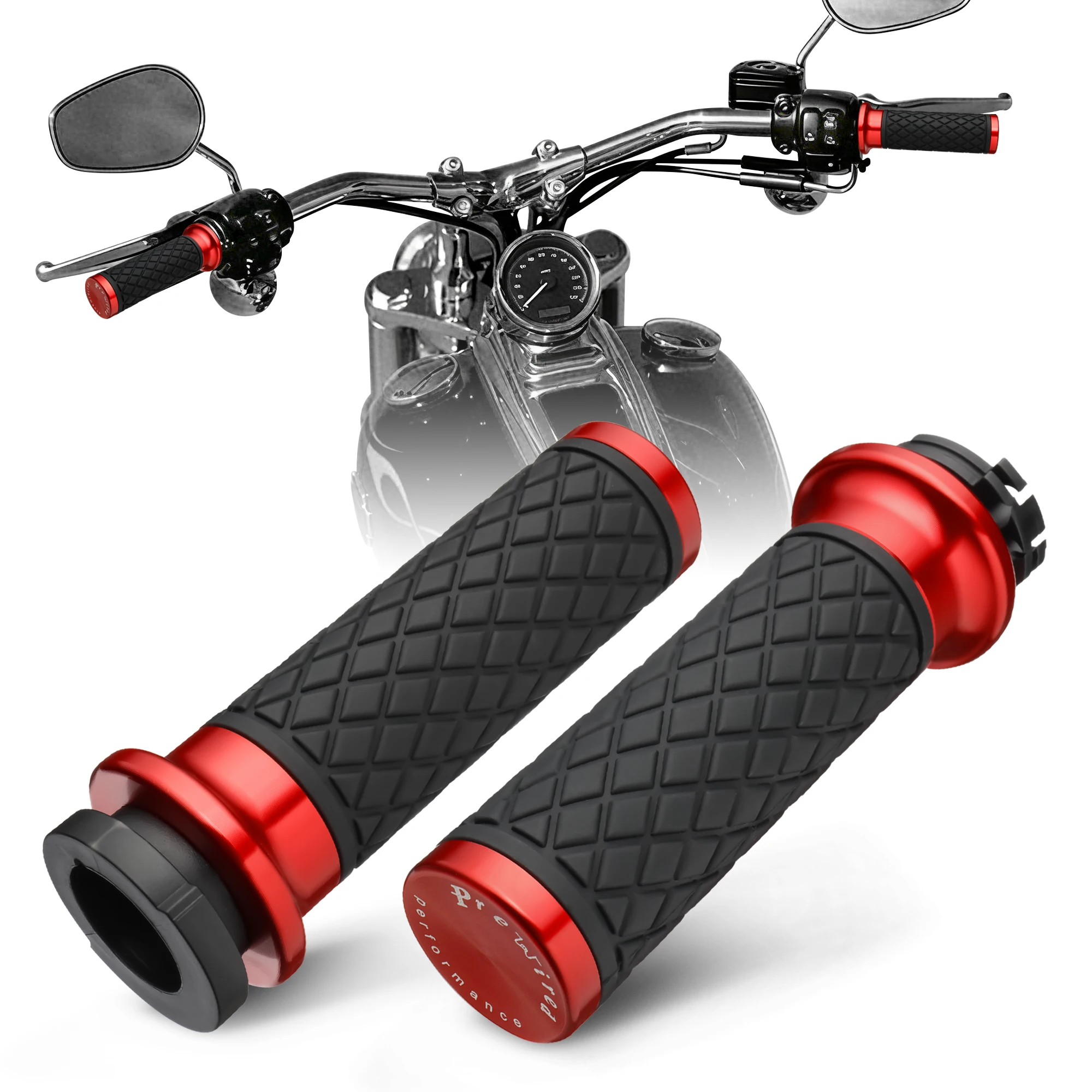 1" Diameter Handlebar Grips for Harley 1996-Up Sportster XL, 2008-2013 XR, 1996-2007 Touring, 1996-2017 Dyna, 1995-2015 Softail
1" Diameter Handlebar Grips for Harley 1996-Up Sportster XL, 2008-2013 XR, 1996-2007 Touring, 1996-2017 Dyna, 1995-2015 Softail
