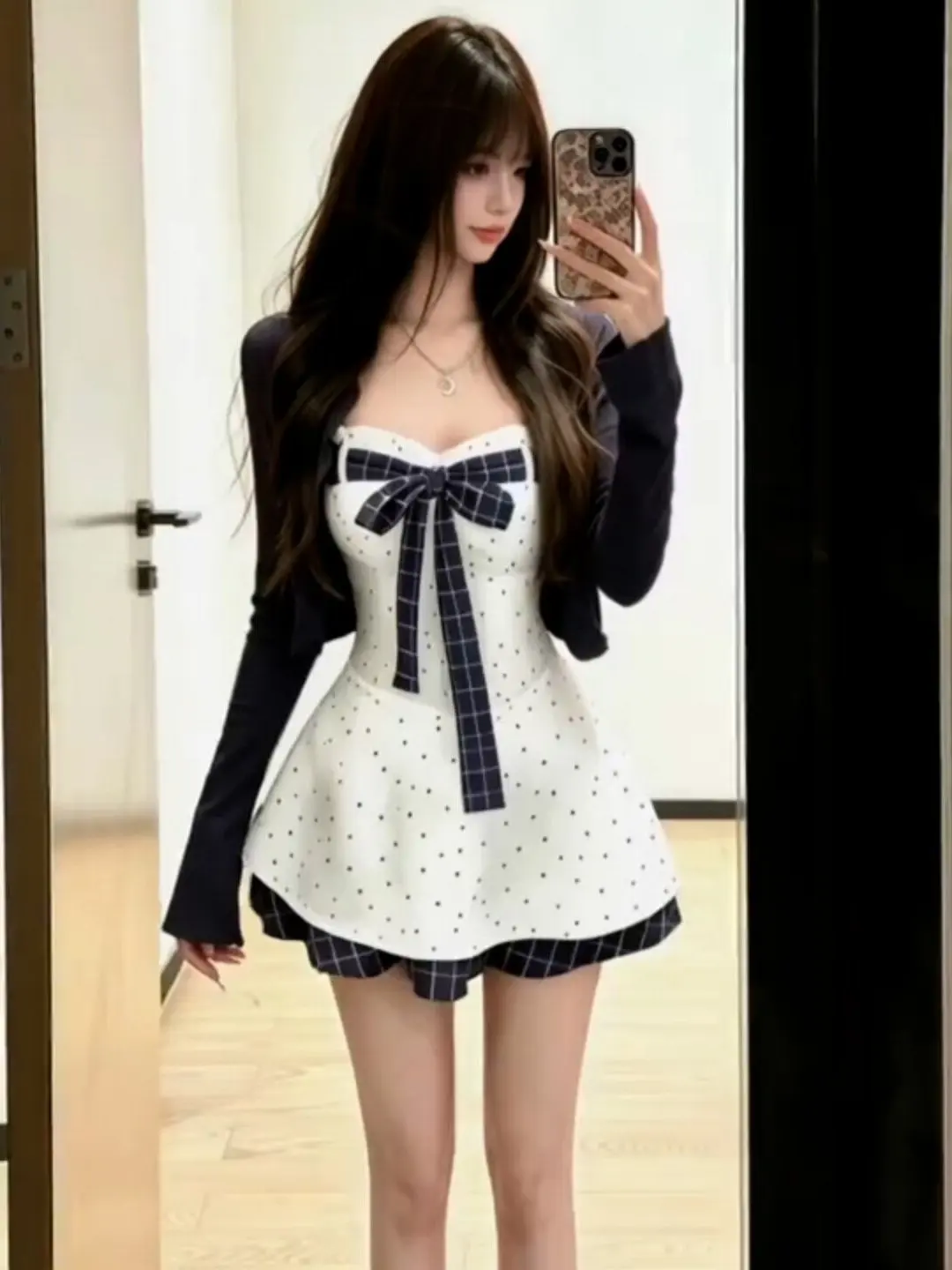 Korean College Style Polka Dot Dress with Cardigan Two-Piece Set Women Summer Outfit Date Knot Lightweight Breathable
Korean College Style Polka Dot Dress with Cardigan Two-Piece Set Women Summer Outfit Date Knot Lightweight Breathable