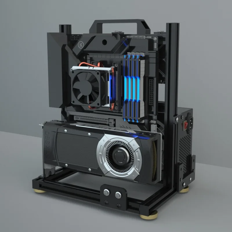 Open chassis rack, vertical transparent creative personalized water cooling mini platform
Open chassis rack, vertical transparent creative personalized water cooling mini platform