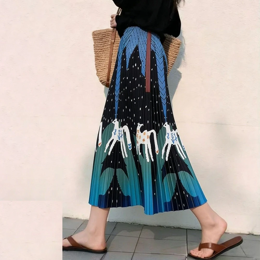 Unique design sense printing pleated skirt women's spring and summer high waist and thin hip skirt art printing skirt
Unique design sense printing pleated skirt women's spring and summer high waist and thin hip skirt art printing skirt