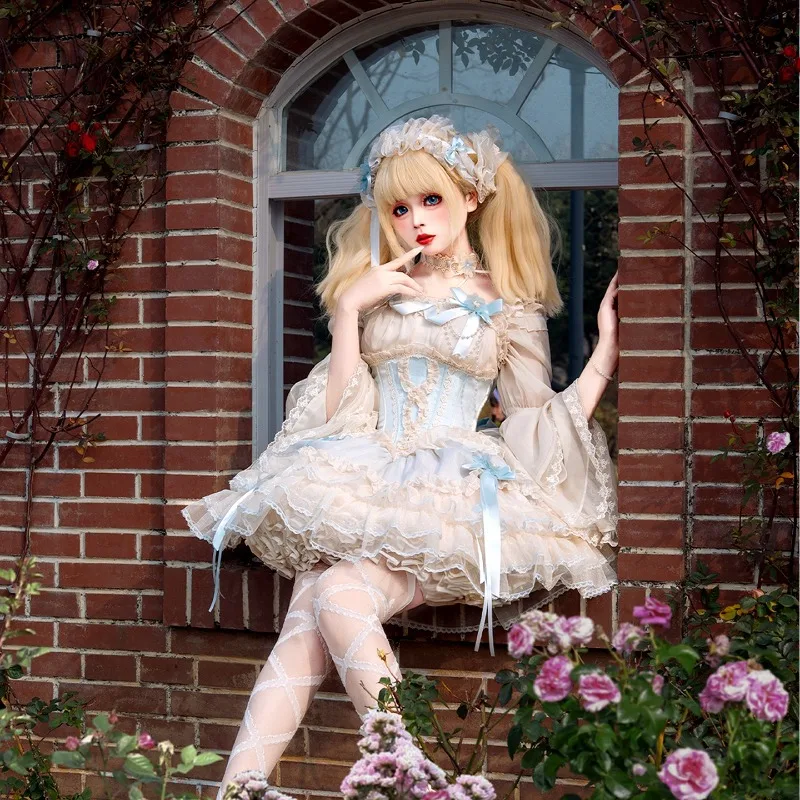 Sweet Lolita Corset Dress with Lace Beige & Light Blue Victorian Tiered Skirt Women's Elegant Tea Party & Cosplay Outfit
Sweet Lolita Corset Dress with Lace Beige & Light Blue Victorian Tiered Skirt Women's Elegant Tea Party & Cosplay Outfit