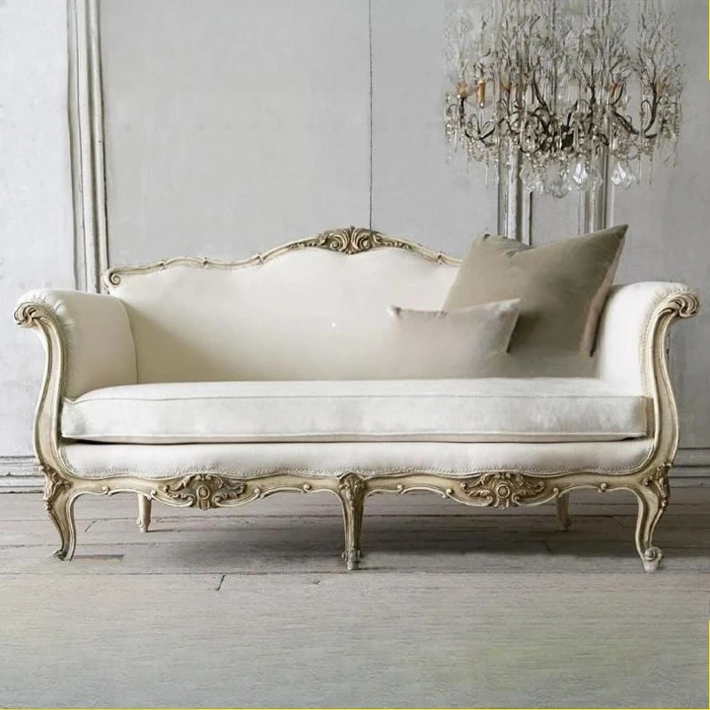 Fabric sofa 123 combination large apartment living room antique white all-solid wood sofa 3 people
Fabric sofa 123 combination large apartment living room antique white all-solid wood sofa 3 people