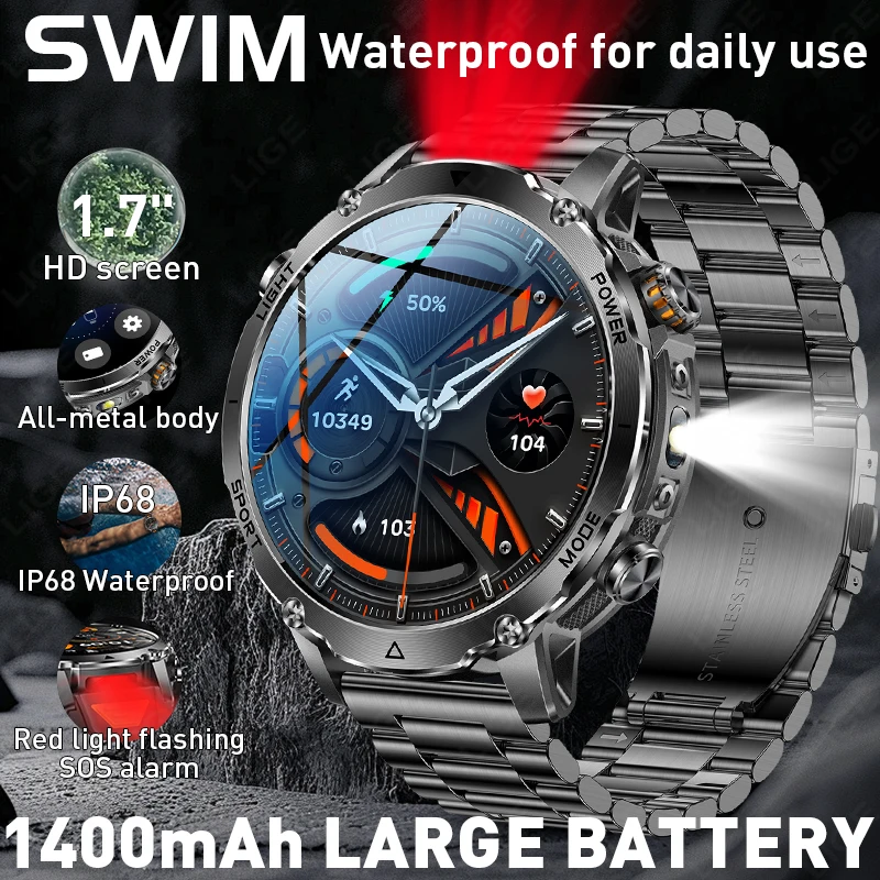 FOXBOX Rugged Smart Watches Outdoor Sports Fitness Health Monitor 1400mAh Bluetooth Call Flashlight Waterproof Men's Smartwatch
FOXBOX Rugged Smart Watches Outdoor Sports Fitness Health Monitor 1400mAh Bluetooth Call Flashlight Waterproof Men's Smartwatch