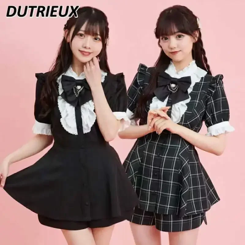 Summer New Women's Two Piece Sets Fashion Lolita Japanese Style SC Suit Female Sweet Cut Short Sleeve Top and Shorts Outfits
Summer New Women's Two Piece Sets Fashion Lolita Japanese Style SC Suit Female Sweet Cut Short Sleeve Top and Shorts Outfits