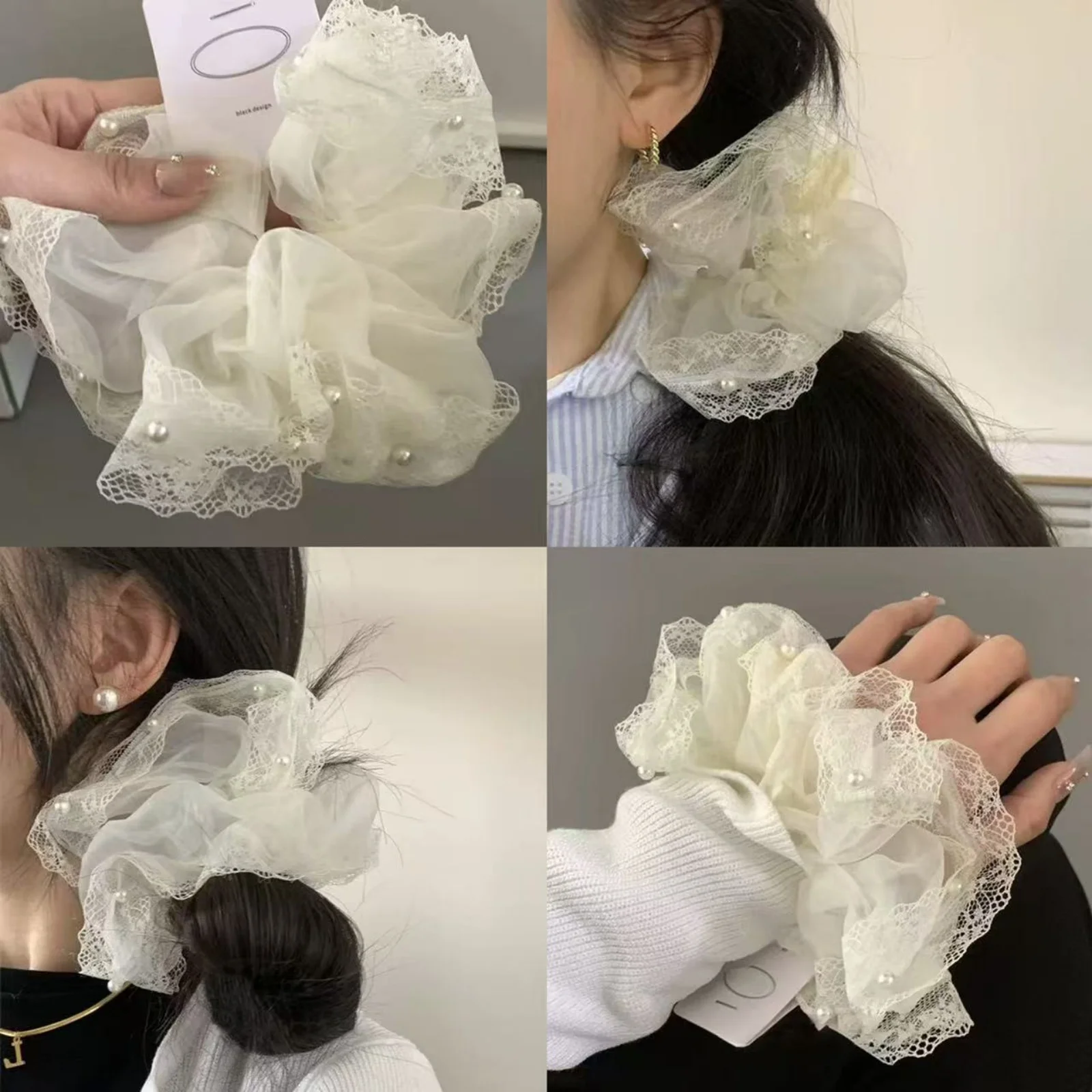1PC Korean- tyle Dongdaemun-Inspired Lace and Pearl White Sheer Chunky Hair Scrunchie, Sweet and Gentle Hair Accessory for Women
1PC Korean- tyle Dongdaemun-Inspired Lace and Pearl White Sheer Chunky Hair Scrunchie, Sweet and Gentle Hair Accessory for Women