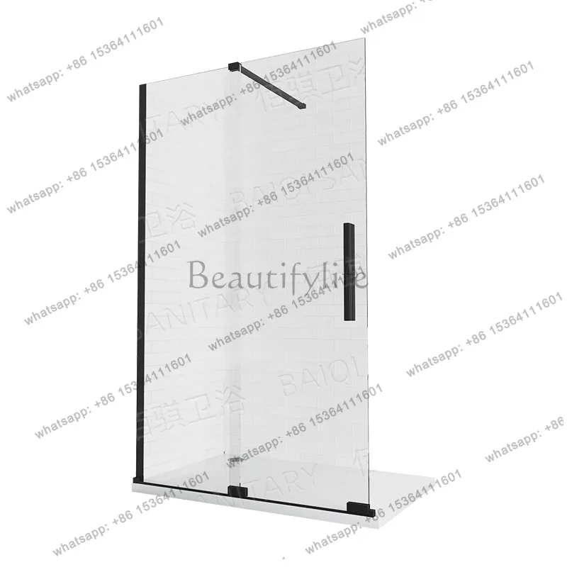Simple modern square shower room black frame mobile glass door partition
Simple modern square shower room black frame mobile glass door partition