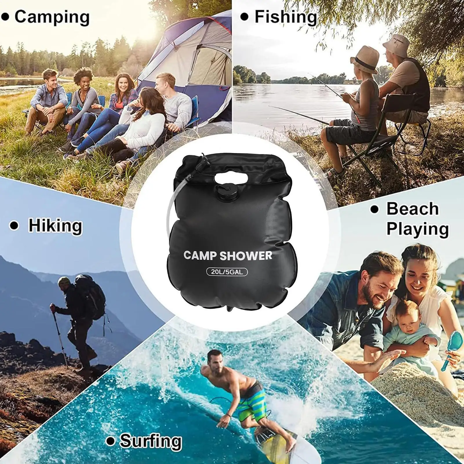 Camp Shower Bag Portable 20L/5 Gallon Bathing Set With Hose Solar Heating Portable Shower For Outdoor Bathing Beach Travel Road
Camp Shower Bag Portable 20L/5 Gallon Bathing Set With Hose Solar Heating Portable Shower For Outdoor Bathing Beach Travel Road
