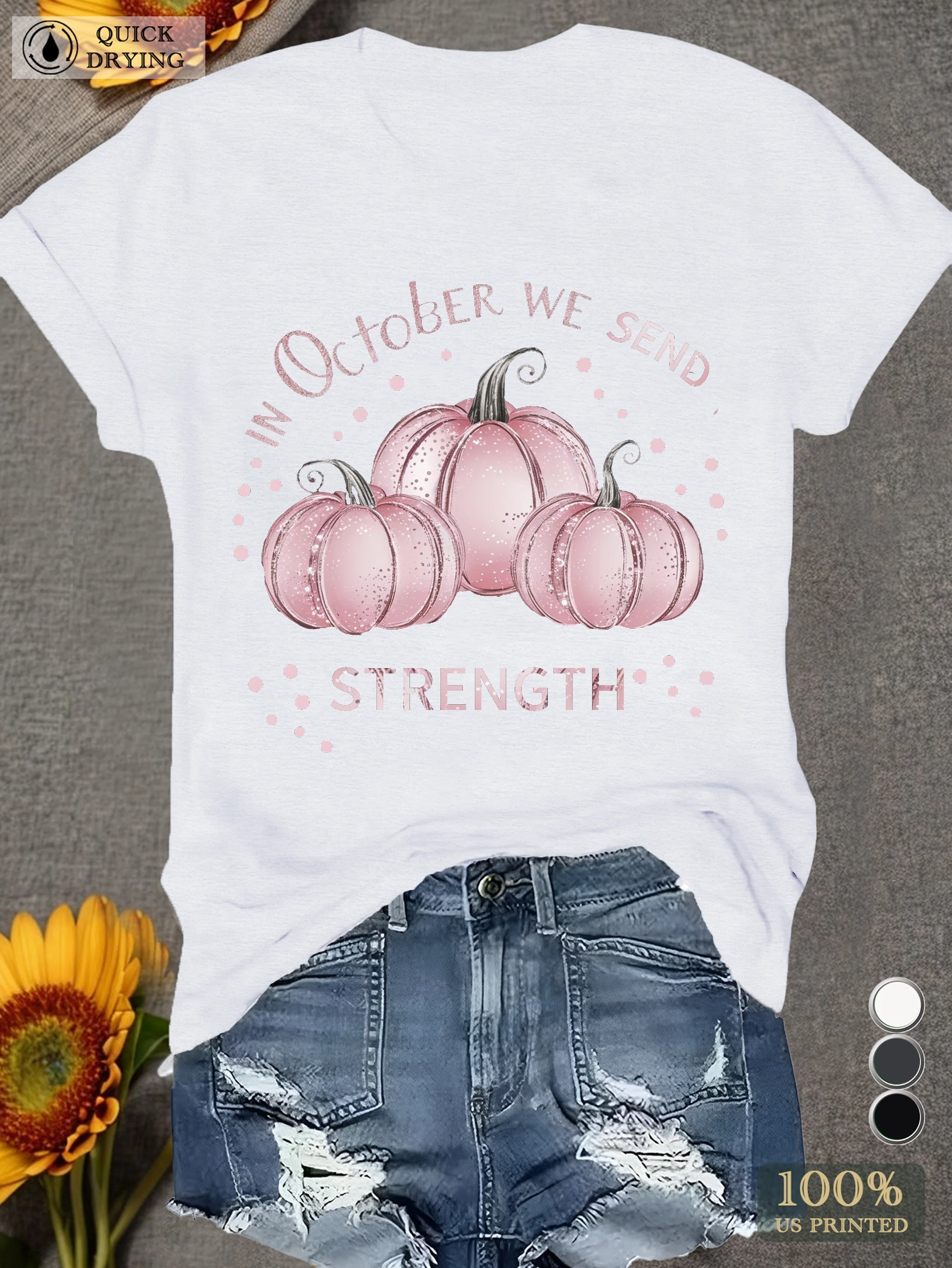 In October we wear Women's Plus Size Sports Short Sleeve T-Shirt Regular Fit Slight Stretch Fabric
In October we wear Women's Plus Size Sports Short Sleeve T-Shirt Regular Fit Slight Stretch Fabric