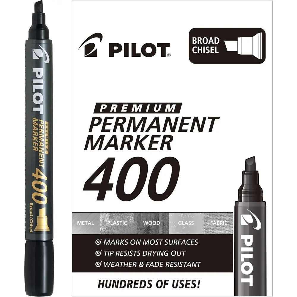 12-Piece Set of Broad Chisel Tip Permanent Markers with Black Ink
12-Piece Set of Broad Chisel Tip Permanent Markers with Black Ink
