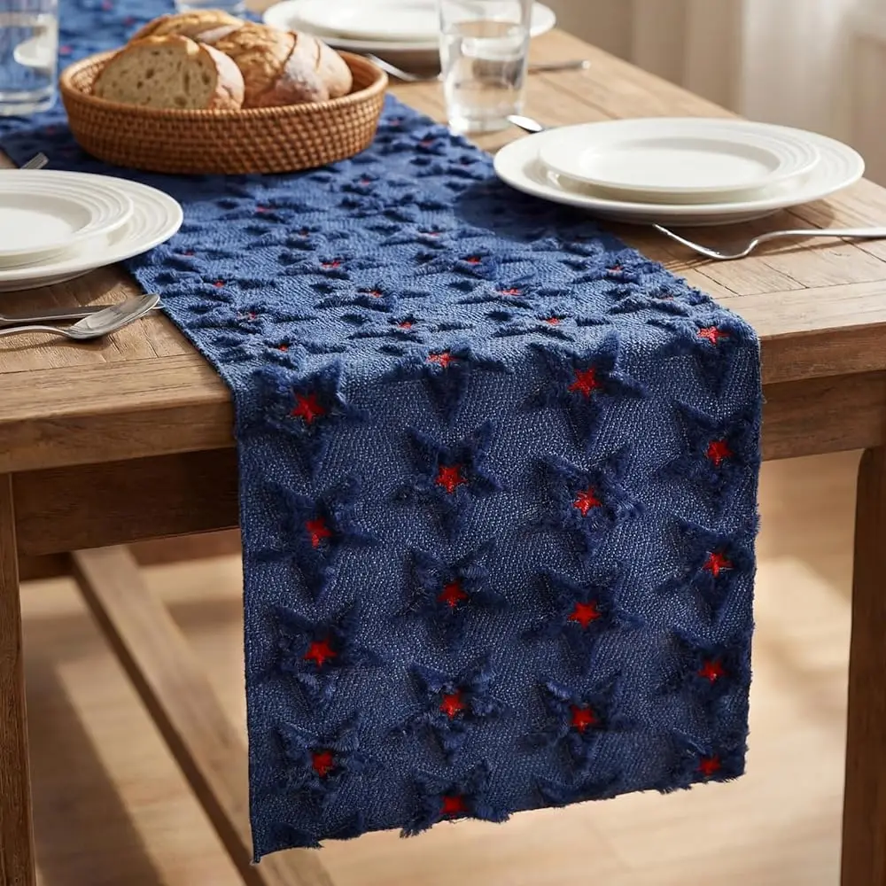 Праздничная скатерть-дорожка 3D Star Jacquard ко Дню независимости (4 июля), 13x72 дюйма, из искусственного меха, плюшевая, патриотическая
Праздничная скатерть-дорожка 3D Star Jacquard ко Дню независимости (4 июля), 13x72 дюйма, из искусственного меха, плюшевая, патриотическая