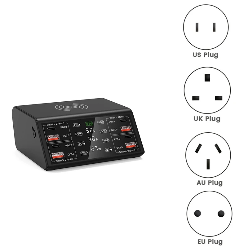 Multi-Port Cell Phone Charger Power Compatible Led Intelligent Digital Display Screen 100W ABS ,With AU Plug
Multi-Port Cell Phone Charger Power Compatible Led Intelligent Digital Display Screen 100W ABS ,With AU Plug
