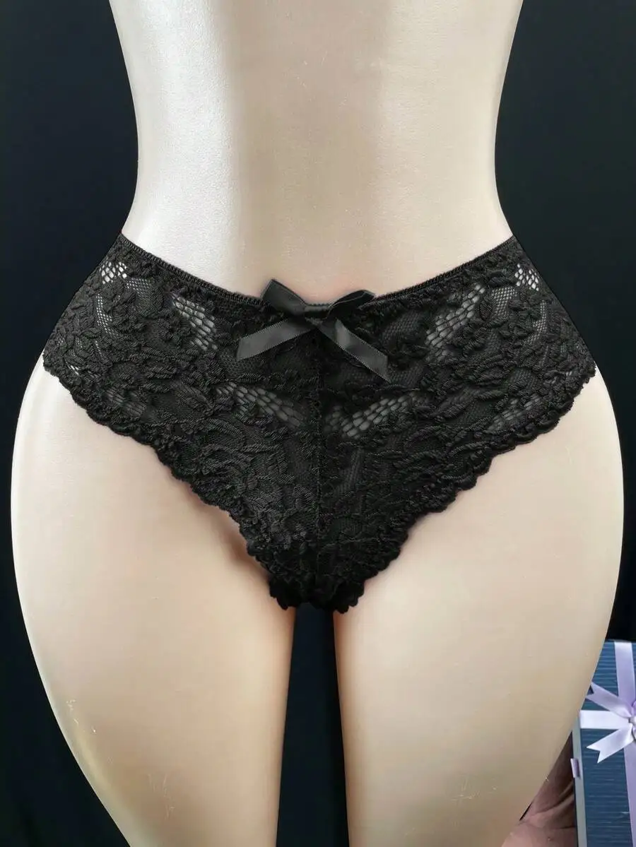 Plus Size Black Lace Bow Thong Panty Sexy Underwear For Women
Plus Size Black Lace Bow Thong Panty Sexy Underwear For Women
