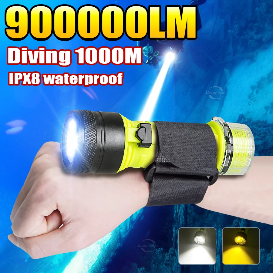 900000LM Professional Hunting Scuba Diving Flashlight IPX8 Waterproof Dive LED Light Type-c Rechargeable Underwater Lantern
900000LM Professional Hunting Scuba Diving Flashlight IPX8 Waterproof Dive LED Light Type-c Rechargeable Underwater Lantern