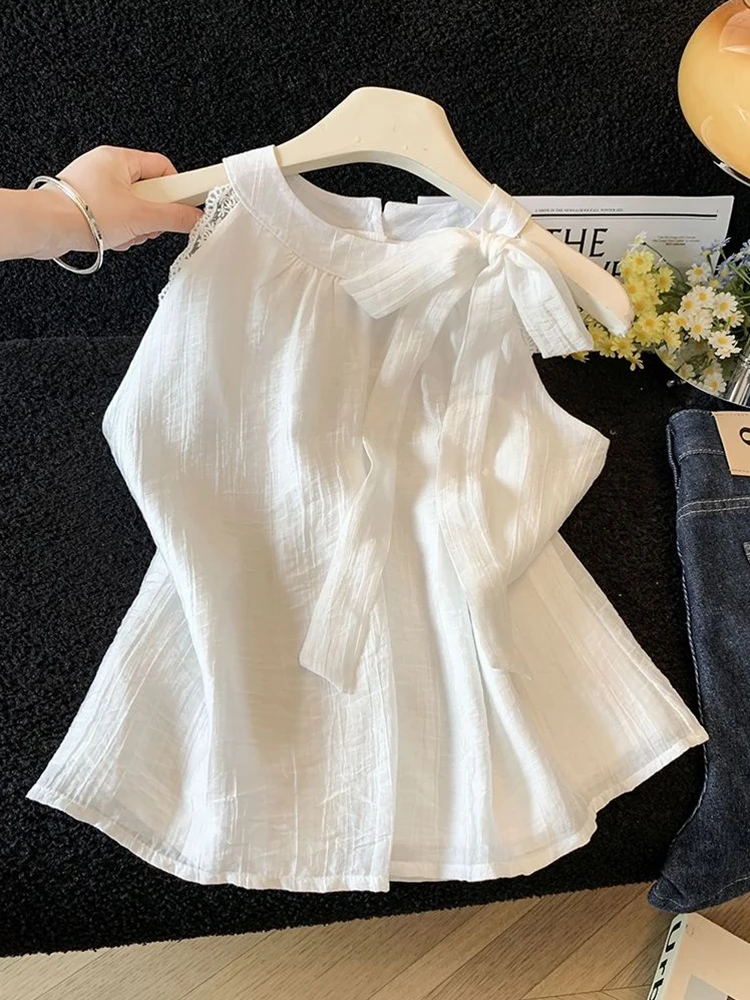 Sweet Bow Lace Up Tanks Women Slim Elegant Chiffon Halter Chic Tanks Summer Sexy Fashion Loose Female Sleeveless Solid Tops New
Sweet Bow Lace Up Tanks Women Slim Elegant Chiffon Halter Chic Tanks Summer Sexy Fashion Loose Female Sleeveless Solid Tops New
