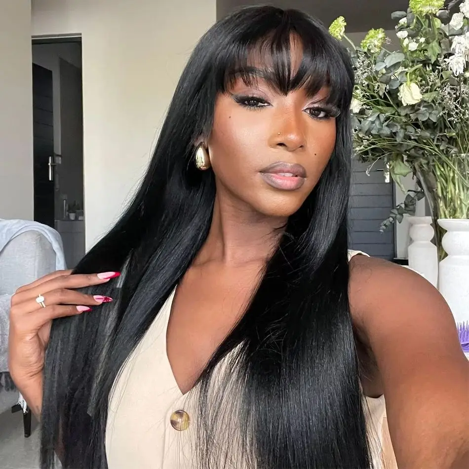 Natural Black Straight Human Hair Wig With Bangs For Women 30 34 Inch Brazilian 3x1 Lace Wigs Full Machine Made Wig
Natural Black Straight Human Hair Wig With Bangs For Women 30 34 Inch Brazilian 3x1 Lace Wigs Full Machine Made Wig