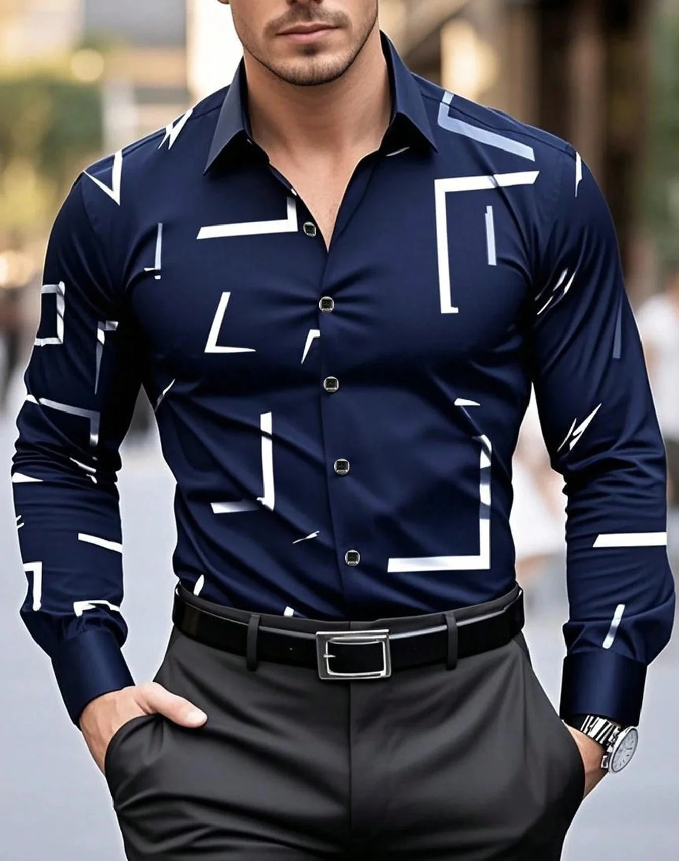 Simple 3D Geometric Pattern Men's Shirts Fashion Casual Business Long Sleeve Shirt Loose Breathable Comfortable Lapel Button Top
Simple 3D Geometric Pattern Men's Shirts Fashion Casual Business Long Sleeve Shirt Loose Breathable Comfortable Lapel Button Top