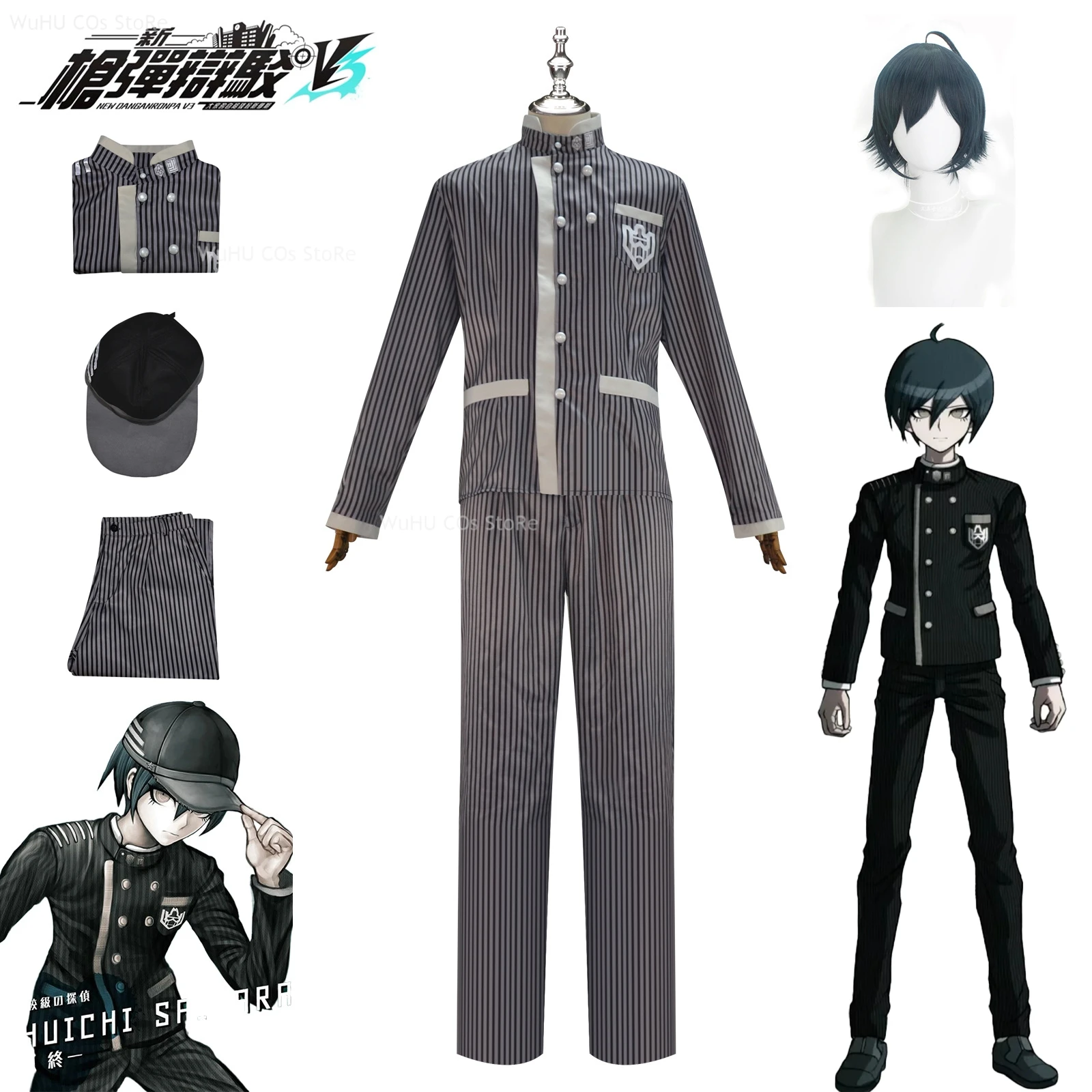 Аниме Danganronpaaa V3 Saihara Shuichi косплей детективная форма шляпа косплей парик костюм полный комплект мужской Хэллоуин вечерние Cos наряд
Аниме Danganronpaaa V3 Saihara Shuichi косплей детективная форма шляпа косплей парик костюм полный комплект мужской Хэллоуин вечерние Cos наряд