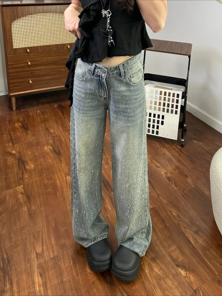 High Waist Straight Leg Jeans Women's Summer Thin Loose Wide Leg Pants Casual Style Rhinestone Decorated Denim Casual Jeans
High Waist Straight Leg Jeans Women's Summer Thin Loose Wide Leg Pants Casual Style Rhinestone Decorated Denim Casual Jeans