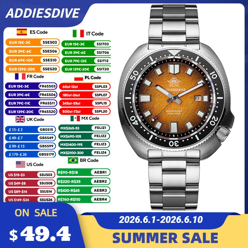 ADDIESDIVE Men Watch Sapphire Glass BWG9 Ultra-Bright Luminous 200m Waterproof Wristwatch Japan 2115 Luxury Quartz Watches
ADDIESDIVE Men Watch Sapphire Glass BWG9 Ultra-Bright Luminous 200m Waterproof Wristwatch Japan 2115 Luxury Quartz Watches
