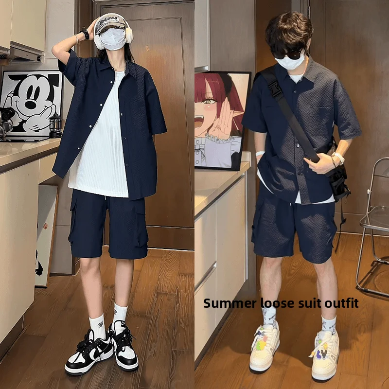 Свободный комплект Bubble irt и orts для мужчин и женщин, повседневная летняя одежда, легкая дышащая спортивная одежда для подростков 
Свободный комплект Bubble irt и orts для мужчин и женщин, повседневная летняя одежда, легкая дышащая спортивная одежда для подростков