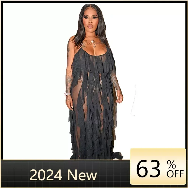 Women Sexy Solid Ruffles Dress Summer Loose Maxi Dress V-neck Backless Party Dresses Vestidos
Women Sexy Solid Ruffles Dress Summer Loose Maxi Dress V-neck Backless Party Dresses Vestidos