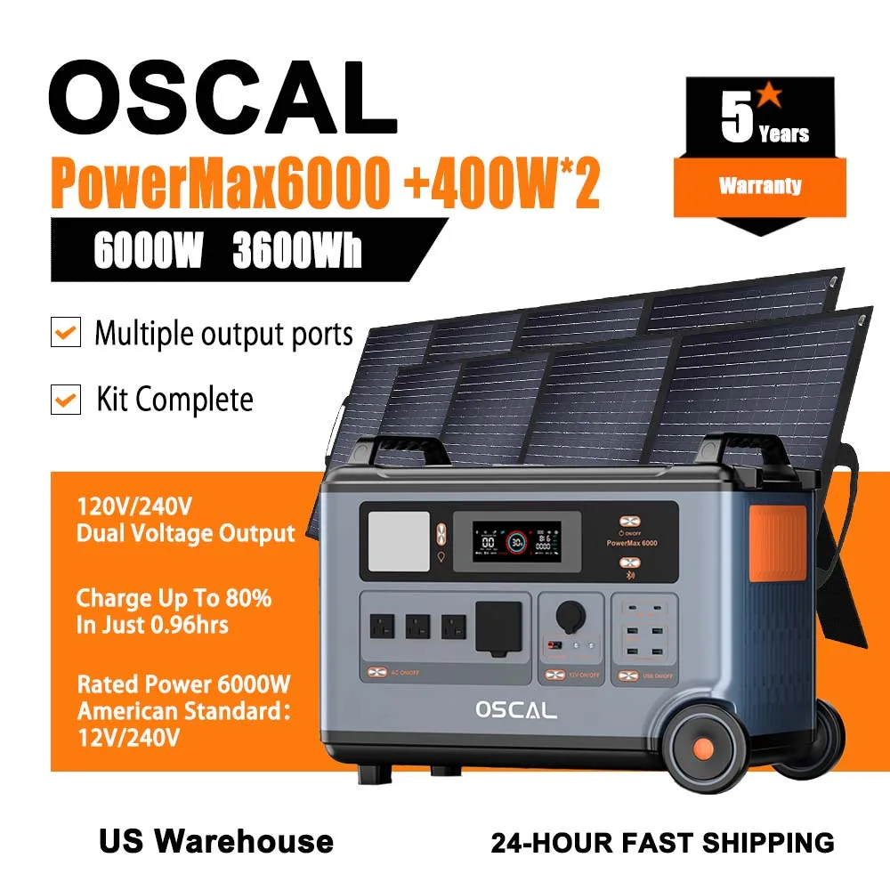 PowerMax6000 Portable Solar Power 3600WH Support APP Control Quick Charge 2PCS 400W Solar Panel Kit Complete For Emergency Home
PowerMax6000 Portable Solar Power 3600WH Support APP Control Quick Charge 2PCS 400W Solar Panel Kit Complete For Emergency Home
