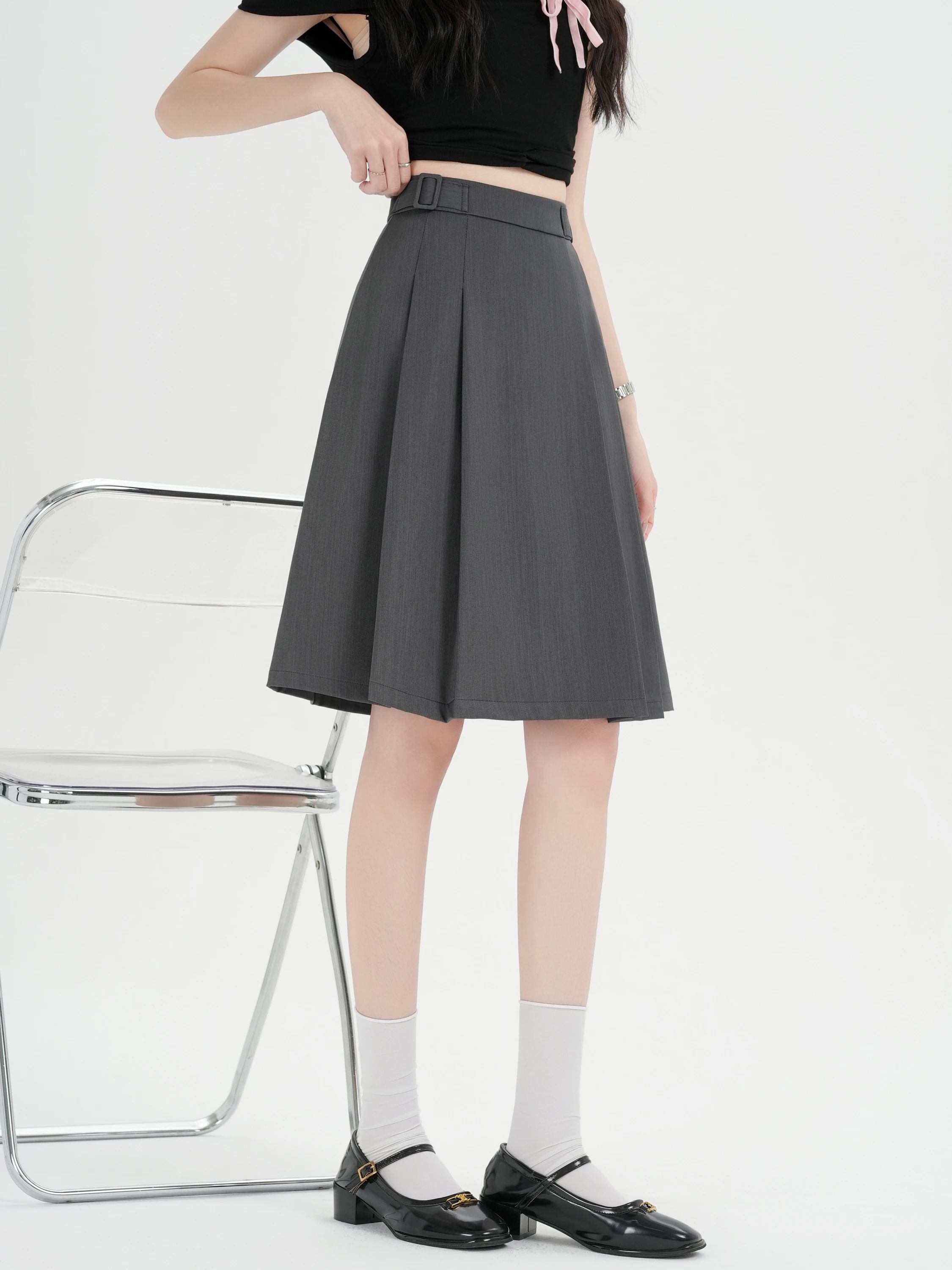 Gray Pleated Skirt Women's Summer High Waist Slim A-Line Midi Skirt Suit Short Skirt Korean Style Commute Polyester Fiber
Gray Pleated Skirt Women's Summer High Waist Slim A-Line Midi Skirt Suit Short Skirt Korean Style Commute Polyester Fiber