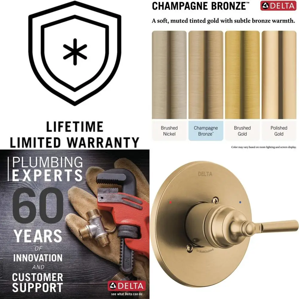 14 Series Single-Function Trim Kit, Brushed Gold Handle Set, Shower Faucet System, Champagne Bronze
14 Series Single-Function Trim Kit, Brushed Gold Handle Set, Shower Faucet System, Champagne Bronze