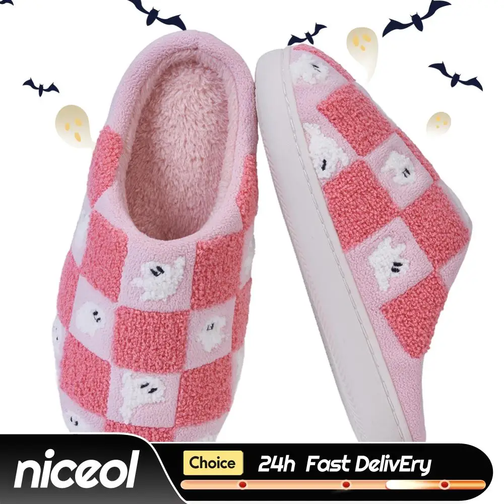 Плюшевые тапочки Ghost в клетку, теплые домашние тапочки-слипоны, удобные пушистые тапочки в клетку, нескользящие, для мужчин и женщин
Плюшевые тапочки Ghost в клетку, теплые домашние тапочки-слипоны, удобные пушистые тапочки в клетку, нескользящие, для мужчин и женщин