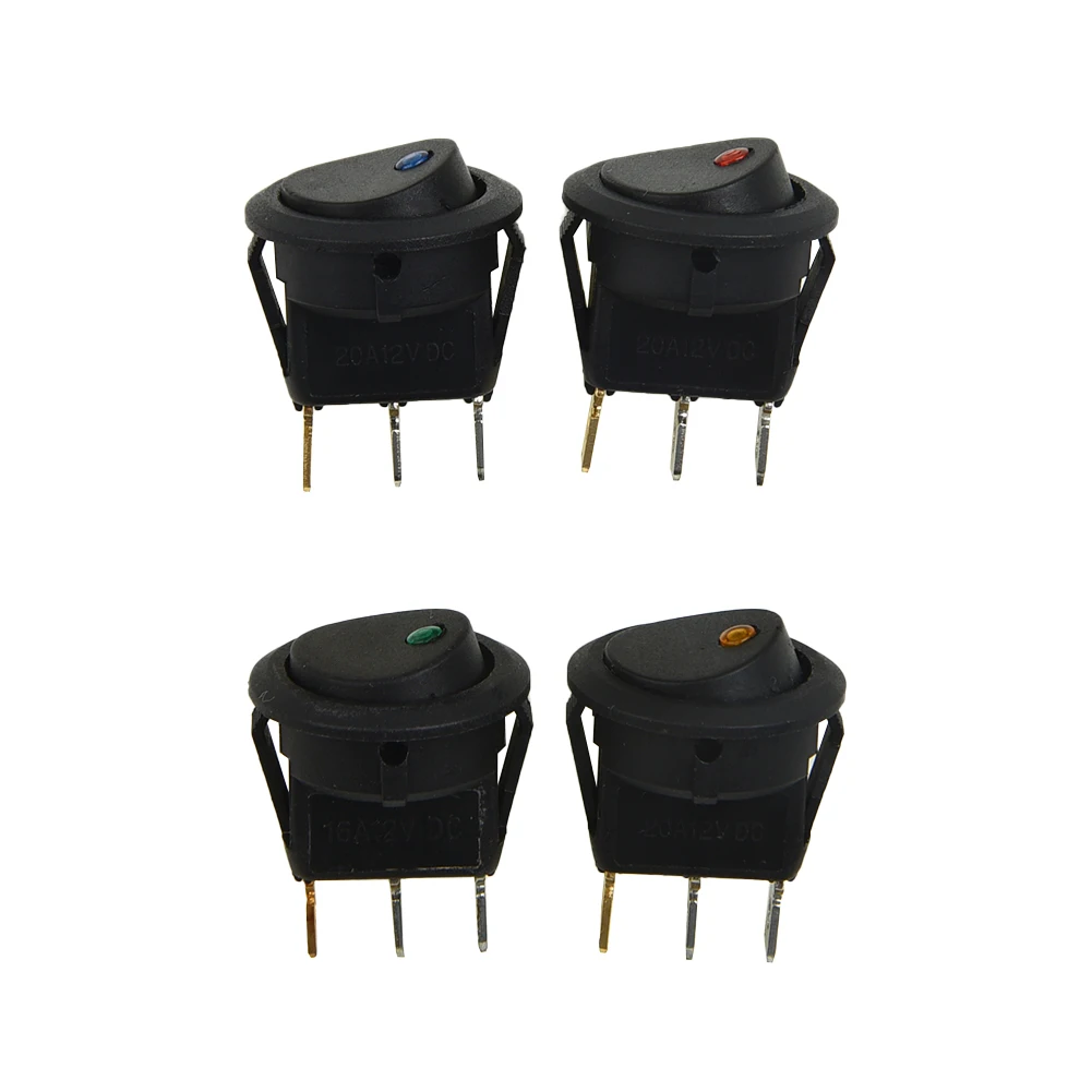 Rocker Switches Black Round Rocker LED Light Toggle for car flashing lights chassis lights dome lights 4Pc DC12V
Rocker Switches Black Round Rocker LED Light Toggle for car flashing lights chassis lights dome lights 4Pc DC12V