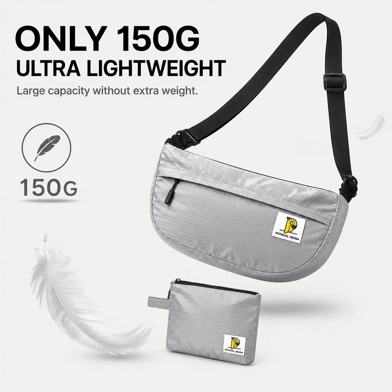 Waterproof Nylon Crossbody Bag Lightweight Shoulder Bag Travel Messenger Bag Large Capacity Sling Bag with Small Storage Pouch
Waterproof Nylon Crossbody Bag Lightweight Shoulder Bag Travel Messenger Bag Large Capacity Sling Bag with Small Storage Pouch